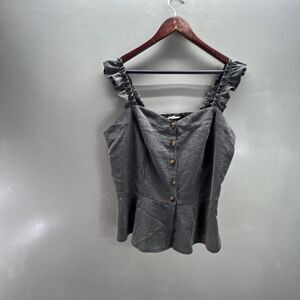 Haute Curve Top Women's Plus Size 1X Sleeveless Striped Peplum Blouse